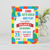 Invitation Fête d'anniversaire avec des briques colorées (Debout devant)