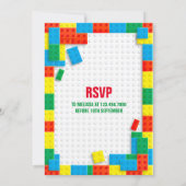 Invitation Fête d'anniversaire avec des briques colorées (Dos)