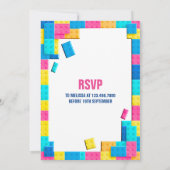 Invitation Fête d'anniversaire avec des briques colorées (Dos)