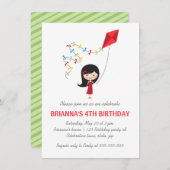 Invitation Fête d'anniversaire avec des filles de cerfs-volan (Devant / Derrière)