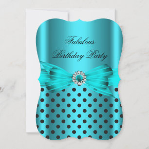 Invitation Fête d'anniversaire avec des pois noirs sur fond b