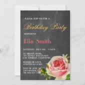 Invitation Fête d'anniversaire avec des roses de Champagne vi (Dos)