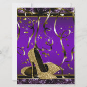 Invitation Fête d'anniversaire avec des talons hauts violets (Dos)