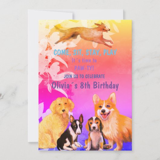Invitation Fête d'anniversaire avec DOGGY AMIS (Devant)