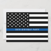 Invitation Fête d'anniversaire avec drapeau de la police Thin (Devant)