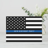 Invitation Fête d'anniversaire avec drapeau de la police Thin (Debout devant)