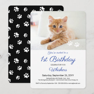 Invitation Fête d'anniversaire avec empreintes de pattes de p