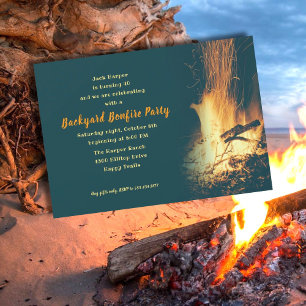 Invitation Fête d'anniversaire avec feu de joie dans la cour