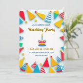 Invitation Fête d'anniversaire avec frontière des Casquettes (Debout devant)