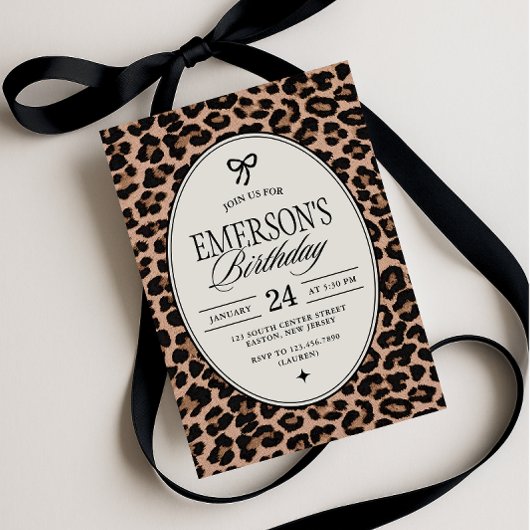 Invitation Fête d'anniversaire avec impression de guépard gla