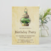 Invitation Fête d'anniversaire avec lanterne verte rustique v (Debout devant)