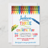 Invitation Fête d'anniversaire avec l'art des crayons de coul (Devant)