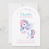Invitation fête d'anniversaire avec licorne. (Devant)