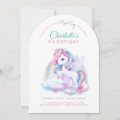 Invitation fête d'anniversaire avec licorne. (Devant)
