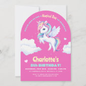 Invitation fête d'anniversaire avec licorne. (Devant)