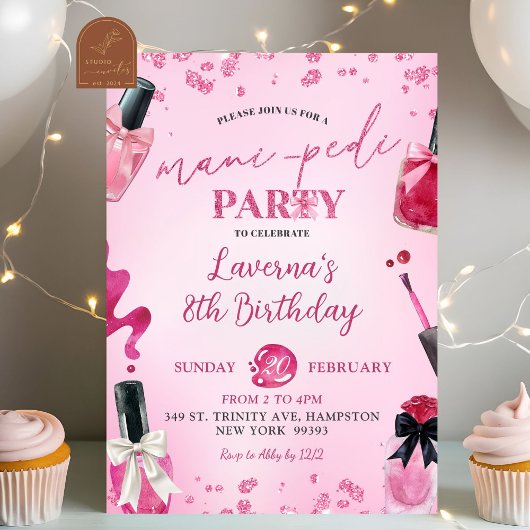Invitation Fête d'anniversaire avec manucure et pédicure à pa