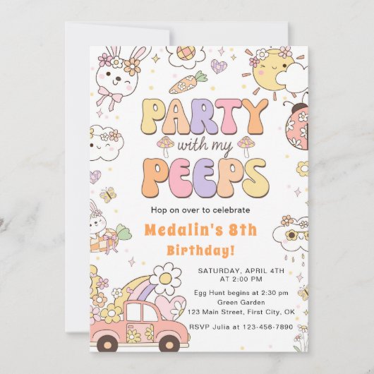 Invitation Fête d'anniversaire avec mes potes (Devant)