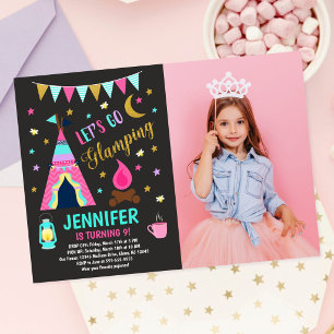 Invitation Fête d'anniversaire avec nuit de glamping 