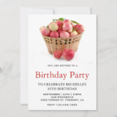 Invitation Fête d'anniversaire avec panier de pommes (Devant)