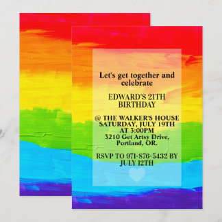 Invitation Fête d'anniversaire avec peinture sur toile aux co