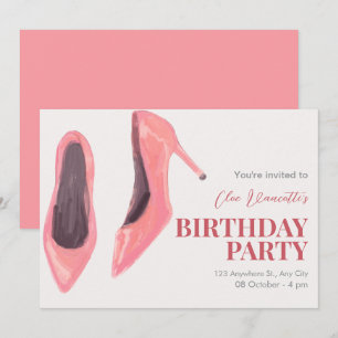 Invitation Fête d'anniversaire avec talons dessinés à la main