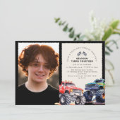 Invitation Fête d'anniversaire avec thème de Monster Truck en (Debout devant)