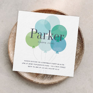 Invitation Fête d'anniversaire avec un bouquet de ballons mod