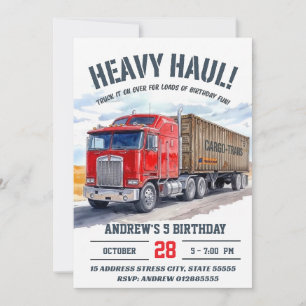 Invitation Fête d'anniversaire avec un grand camion moderne s
