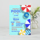 Invitation Fête d'anniversaire avec une soirée piscine pour s (Debout devant)