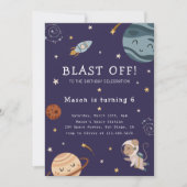 Invitation Fête d'anniversaire aventure spatiale pour enfants (Devant)