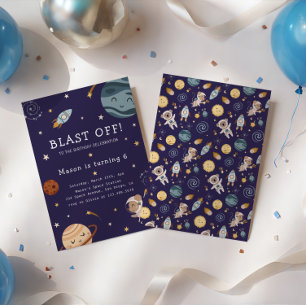 Invitation Fête d'anniversaire aventure spatiale pour enfants