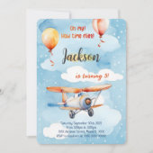 Invitation Fête d'anniversaire avion garçon (Devant)