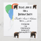 Invitation Fête d'anniversaire Aziza Safari Impression élépha (Devant / Derrière)