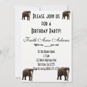 Invitation Fête d'anniversaire Aziza Safari Impression élépha