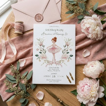 Fête d'anniversaire Ballerine aquarelle et noeud r
