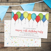 Invitation Fête d'anniversaire Ballons mignons Confetti