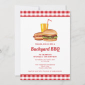 Invitation Fête d'anniversaire barbecue de jardin avec hambur (Devant)