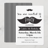 Invitation Fête d'anniversaire Bash de la moustache Invitatio (Devant / Derrière)