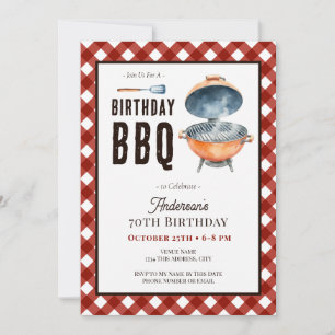 Invitation Fête d'anniversaire BBQ 70 ans Adultes