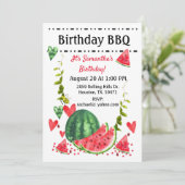 Invitation Fête d'anniversaire BBQ au melon d'été (Debout devant)
