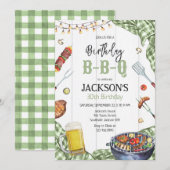 Invitation Fête d'anniversaire BBQ Barbeque Grill Jardin (Devant / Derrière)