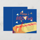 Invitation Fête d'anniversaire BBQ cuisson Hotdog (Devant / Derrière)