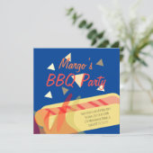 Invitation Fête d'anniversaire BBQ cuisson Hotdog (Debout devant)