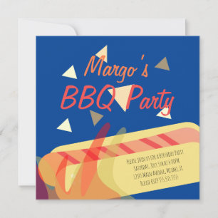 Invitation Fête d'anniversaire BBQ cuisson Hotdog