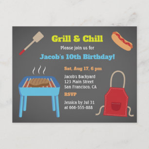 Invitation Fête d'anniversaire BBQ Grill et Chill dans le jar