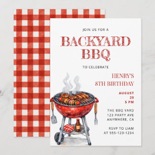 Invitation Fête d'anniversaire BBQ pour enfants en été