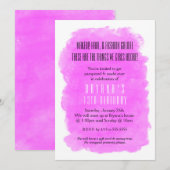 Invitation Fête d'anniversaire Beauté Maquillage Rose (Devant / Derrière)