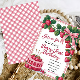 Invitation Fête d'anniversaire Berry Sweet 1 an