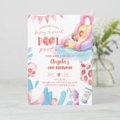 Invitation Fête d'anniversaire Berry Sweet Pool (Debout devant)