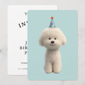 Invitation Fête d'anniversaire Bichon Frise (Devant / Derrière)